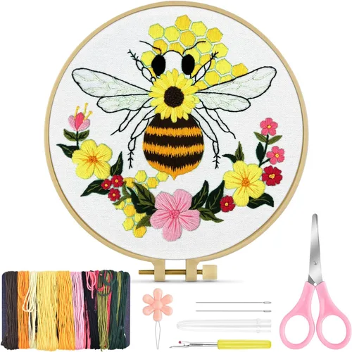 Miniatura 10 de TINDTOP Kit de Bordado para Principiantes Adultos, Kit de Bordado de Pájaros para Principiantes, Incluye Tela de Bordado Aros Hilos para Amantes