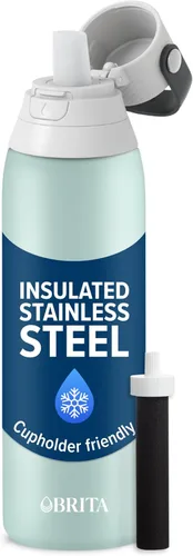 Miniatura 13 de Botella de agua con filtro de acero inoxidable Brita Premium, sin BPA, reutilizable, aislada, reemplaza 300 botellas de agua de plástico, el filtro