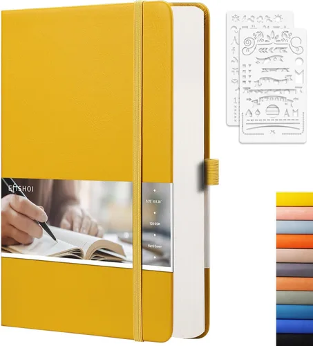 Miniatura 19 de EMSHOI - Cuaderno de puntos, 256 páginas A5, cuadrícula de puntos, papel grueso de 120gsm, 16 páginas perforadas, piel sintética suave, bolsillo