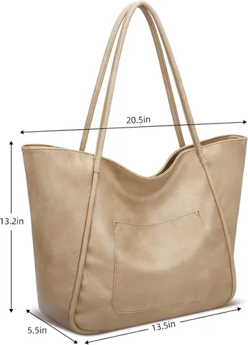 Miniatura 5 de Bolso grande de mano para mujer con cierre de trabajo, cartera de cuero para viajes y bolsos de KKXIU