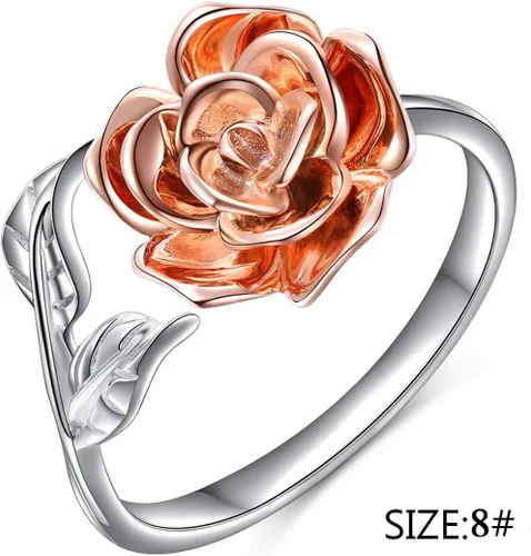 Miniatura 28 de Anillos abiertos ajustables de plata de ley S925, anillo de rosa para mujeres y adolescentes