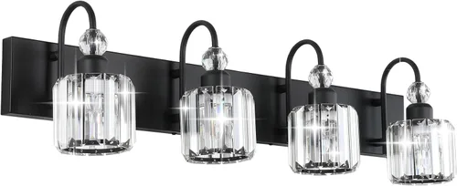 Miniatura 11 de Ralbay - Luces LED modernas de tocador para baño de 5 luces, luces de tocador de cristal sobre espejo, lámparas modernas de tocador para baño