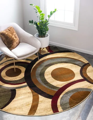 Miniatura 11 de Unique Loom Barista Collection - Alfombra moderna a cuadros, contemporánea, multicapas, Polipropileno, Beige/azul