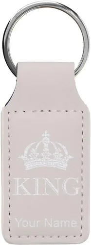 Miniatura 35 de Llavero rectangular, corona de rey, grabado personalizado incluido, Bambú