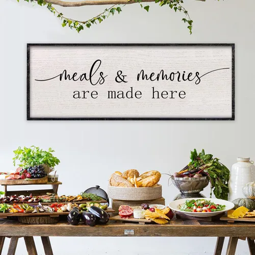 Miniatura 17 de LuZhiQiang Arte de pared para comedor 81,3×30,5 cm "Bless The Food Before Us" Letrero cristiano para cocina, cita familiar agradecida, cuadro grande