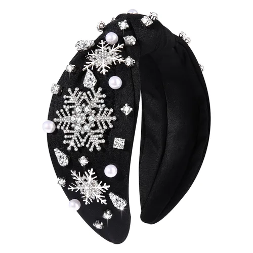 Miniatura 6 de boderier Diademas de Navidad para Mujeres Diadema de Árbol de Navidad con Cuentas Diadema Ancha Anudada de Cristal Accesorios para el Cabello