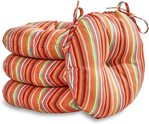 Miniatura 15 de South Pine Porch Juego de 4 cojines redondos para silla bistró de 15 pulgadas, diseño floral rojo Aloha