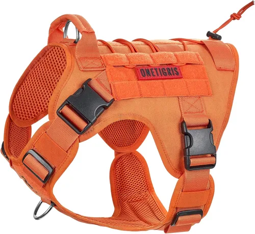 Miniatura 13 de Arnés táctico para perro, arnés de cuerpo completo para perro con mango, chaleco resistente para perro para senderismo, entrenamiento, perros