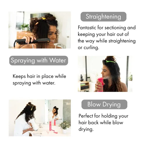 Miniatura 6 de Framar Paquete de 10 pinzas para el cabello sin arrugas de neón – Pinzas profesionales para peluquería de peluquería, pinzas para peinar el cabello