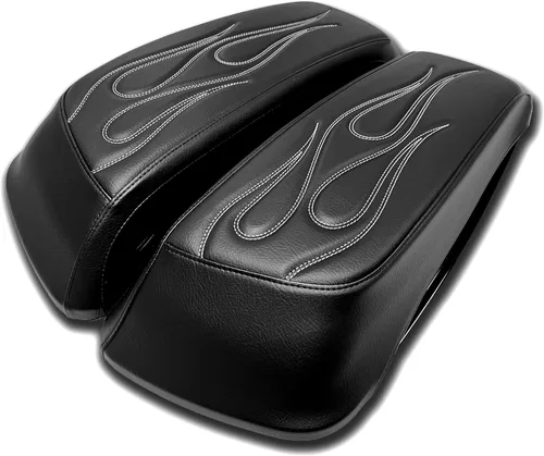 Miniatura 10 de 2014-2023 Fundas de tapa de alforja premium Flame para Harley Davidson Negro