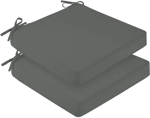 Miniatura 43 de downluxe Juego de 2 cojines impermeables para sillas de exterior, 19 x 19 x 3 pulgadas, cojines para sillas de patio con lazos y mango Marrón