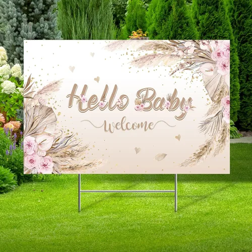 Capoda Letrero de Jardín para Baby Shower con Estaca Letrero de Jardín de Revelación de Género Elefante Azul Rosa Decoración de Césped Niño Niña Oso
