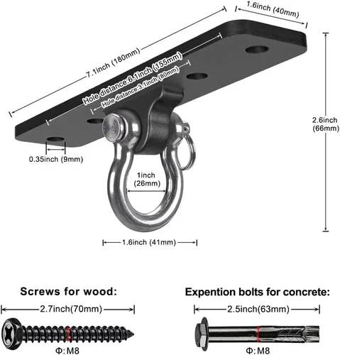 Miniatura 7 de Dolibest Wall Mount Bracket, Ceiling Anchor for Home Suspension Training Kit, Suspension Straps, Gymnastic Rings, Yoga Swing & Hammock, Body