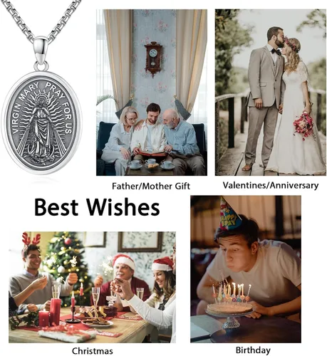 Miniatura 68 de Collar de plata de ley 925 con medalla de San Patrón, colgante de protección católica, amuleto, joyería religiosa para hombres y mujeres