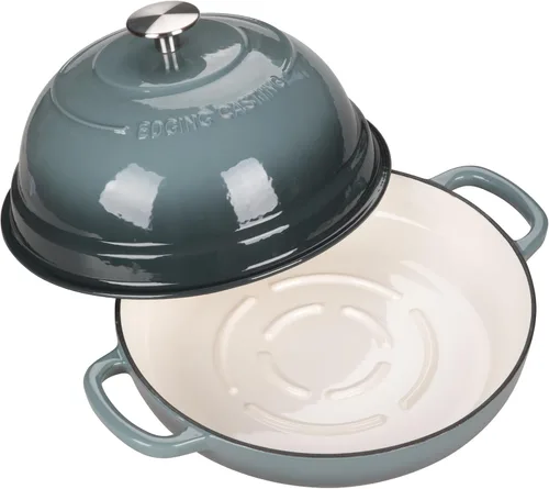 Miniatura 5 de EDGING CASTING Olla de horno holandés de hierro fundido esmaltado con tapa, horno de pan redondo para hornear pan de masa madre casero, 6 cuartos