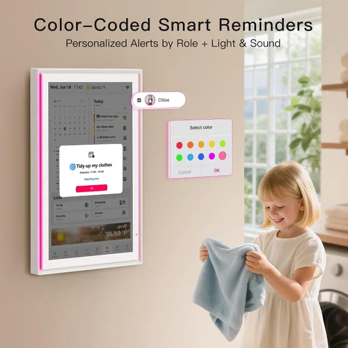 Miniatura 6 de Calendario digital familiar de 15.6 pulgadas, gráfico de tareas, planificador de comidas, pantalla de fotos, pantalla táctil interactiva FHD