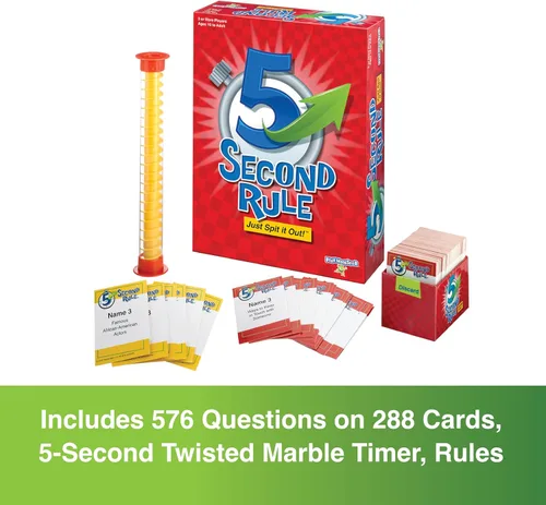 Miniatura 2 de Juego de la Regla de 5 Segundos - Juego de Cartas de Preguntas Simples para Diversión Familiar, Fiestas, Niños, Viajes, Noche de Juegos y Pijamadas