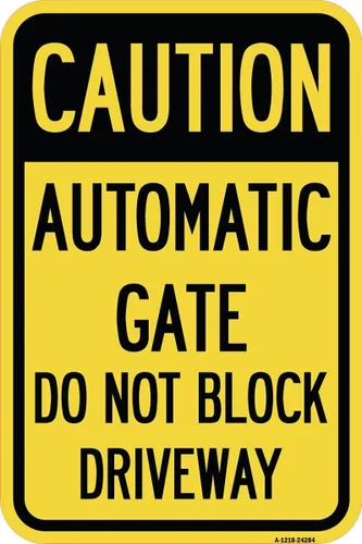 Precaución, puerta automática, no bloquee la entrada | Señal de estacionamiento de aluminio de calibre pesado a prueba de óxido de 12 x 18 pulgadas
