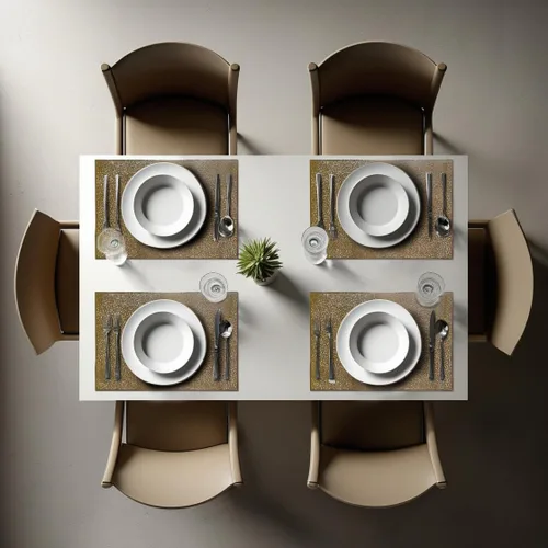 Miniatura 2 de Decozen Juego de 6 manteles individuales con diseño perforado para decoración de cocina, resistente a los arañazos, resistente a las manchas