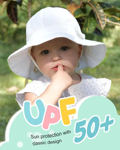 Miniatura 2 de FURTALK Sombrero de algodón para bebé con oreja, protección solar UPF 50+, gorra para el sol