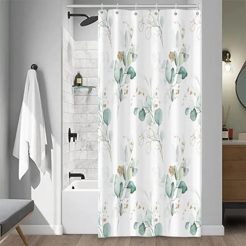 Miniatura 45 de Cortina de Ducha Floral Bohemia Negra Flores de Mediados de Siglo Botánica Moderna Elegante Estética Cortina de Ducha para Decoración de Baño