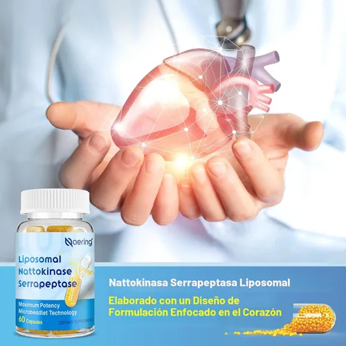 Miniatura 7 de Suplemento enzimático liposomal nattoquinasa 12,000 FU Serrapeptasa 360,000 SPU - Enriquecido con enzimas sinérgicas y mezcla de nutrientes e