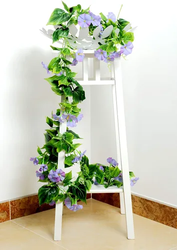 Miniatura 9 de AirSun Vid de flores artificiales de gloria matutina, 2 plantas colgantes de 15 pies, guirnalda de seda falsa de plantas verdes falsas