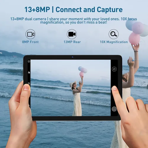 Miniatura 7 de Tablet Android de 10.1 pulgadas, 128 GB de almacenamiento, 8 GB (4+4) RAM, Octa-Core, tableta WiFi 5G, batería de 7000 mAh, BT 5.0, GPS, cámara