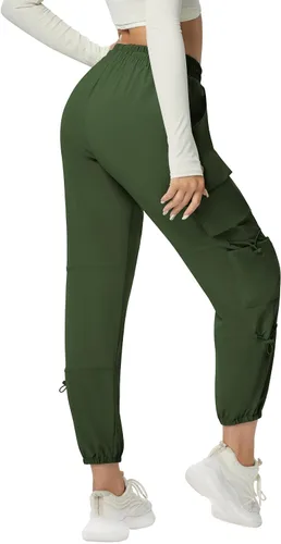 Miniatura 3 de Pantalones cargo de secado rápido, ligeros, tácticos, con 6 bolsillos, para mujer, cintura elástica y resistente al agua