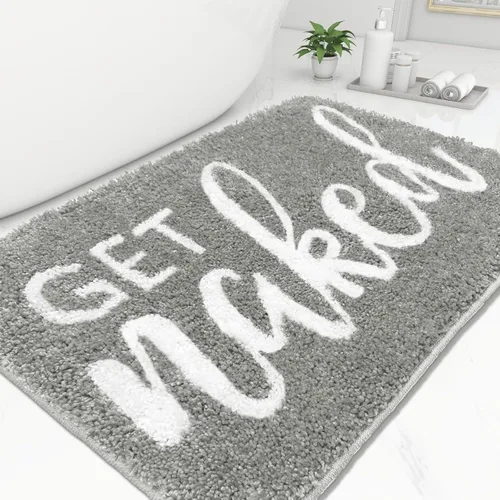 Miniatura 13 de Get Naked - Alfombra de baño larga, alfombra de baño súper suave y divertida, antideslizante, alfombra blanca y negra, alfombra absorbente de agua