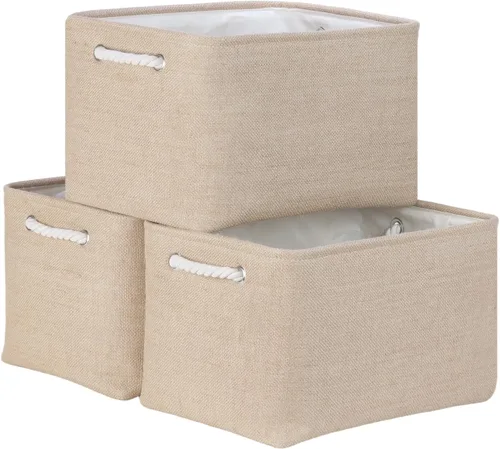 Miniatura 40 de Bidtakay Cestas de almacenamiento de tela con asas [paquete de 2] organizador de lona grande de 16 x 11.8 x 11.8 pulgadas, canastas altas plegables