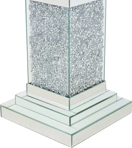 Miniatura 7 de Mesa auxiliar de plata con espejo de Pregaspor, mesa lateral cuadrada con incrustación de cristal, mesa de café moderna y hermosa para sala