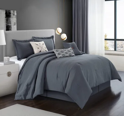 Miniatura 21 de Grand Avenue Juegos de cama con diseño geométrico negro/rojo, tamaño Queen con edredón, 7 piezas, funda de almohada, falda de cama, almohada