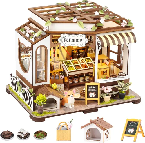 Miniatura 7 de Kit de rincón de libros de bricolaje, diorama de sujetalibros con LED, rompecabezas de madera 3D, kits de casa en miniatura para bricolaje