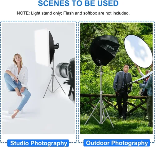 Miniatura 6 de Soporte de luz de fotografía resistente de acero inoxidable, trípode de iluminación de estudio acolchado de aire de 9.2 pies para luz rápida
