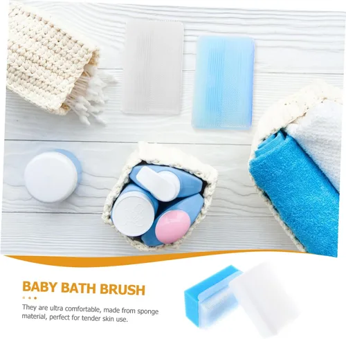 Miniatura 3 de Juego de 2 cepillos sensoriales para recién nacidos, cepillos de esponja de baño suaves para baby shower, entrenamiento sensorial para masaje suave