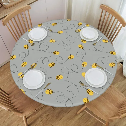 Miniatura 17 de WOAIDY Mantel ajustable redondo elástico, diseño de pájaro, tela de poliéster elástica para cocina, decoración de fiesta de comedor, funda de mesa 4