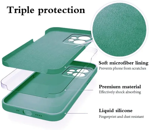 Miniatura 7 de Compatible con Xiaomi Redmi Note 12 4G Funda de silicona líquida verde oscuro, suave al tacto Teléfono Redmi Note 12 4G Funda de silicona a prueba
