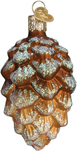 Miniatura 4 de Old World Christmas Adorno soplado de cristal de pino ponderosa azul para árbol de Navidad, decoración navideña artesanal, colección Nature
