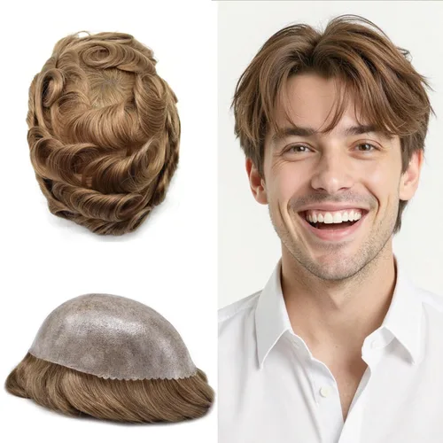 Miniatura 71 de Toupee para hombres Full Poly Mens Toupee Cabello humano Piezas para hombres Sistema de reemplazo de pelo para hombres Protesis Capilar Para Hombre