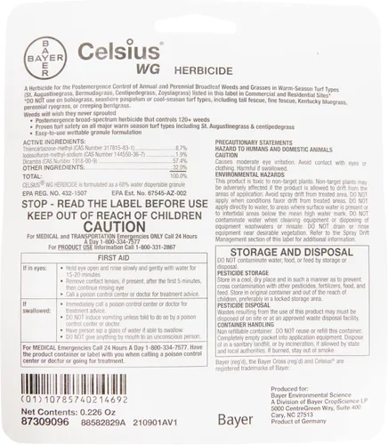 Miniatura 2 de Prime Source Celsius WG - Paquete de Mezcla Fácil de 0.226 oz, Control de Malezas Postemergentes