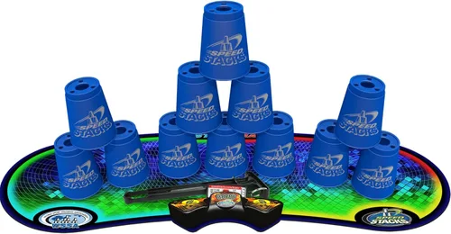 Speed Stacks | Competidor de apilamiento deportivo, azul - 12 tazas, vástago de sujeción, con temporizador GX y alfombrilla | Aprobado por WSSA