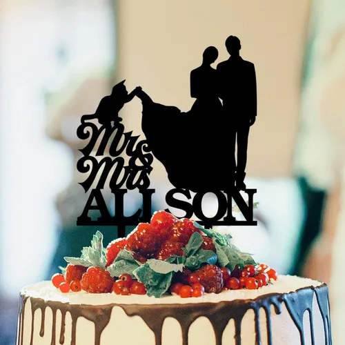 Decoración rústica para tartas de novia y novio, para boda con perro, doberman y carlino, perro, novia y novio, decoración de pastel de boda, Mr Mrs