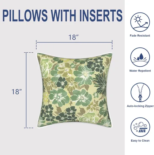 Miniatura 765 de Juego de 2 almohadas para exteriores de 16 x 16 pulgadas, repelentes al agua con interiores, para muebles de patio, hogar, jardín, geometría bohemia