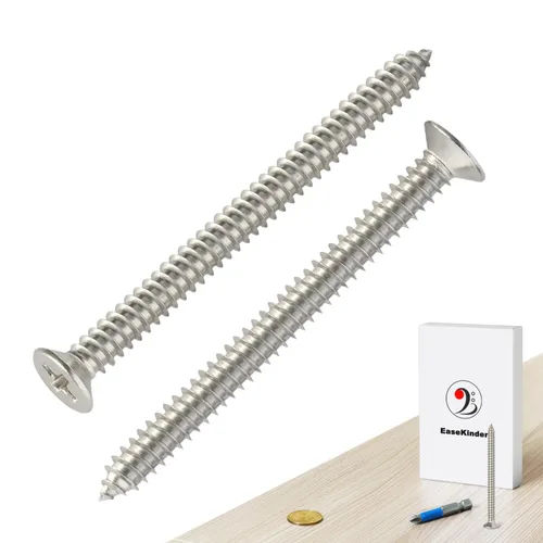 Miniatura 16 de Tornillos para madera, 60 tornillos Phillips de cabeza plana, tornillos de acero inoxidable 304 con kit de avellanado de madera ajustable