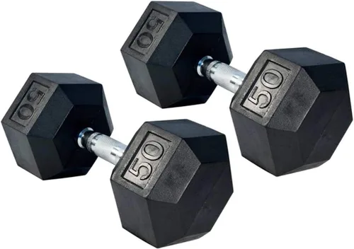 Miniatura 12 de Gronk Fitness Pares de mancuernas hexagonales de goma, 5 libras a 70 libras, equipo de entrenamiento para hombres y mujeres, hierro fundido