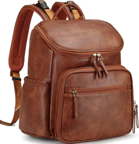 Miniatura 8 de LORADI Mochila ligera para pañales con clips para cochecito, bolsillos aislados, artículos esenciales para baby shower, color beige