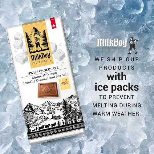 Miniatura 3 de Milkboy Swiss Milk Chocolates - Barras de chocolate con leche alpina con sal marina de caramelo crujiente, sin gluten, sin OMG, todo natural