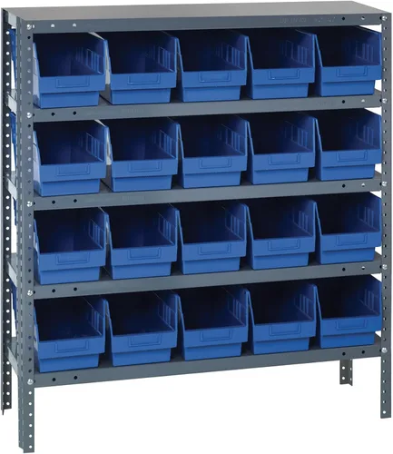 Miniatura 110 de Quantum QSBU-245BK Heavy Duty Shelving Unit with (7) Shelves and (24) QUS245 Black Bins for Garage Warehouse Storage Distribution 400 lb Load