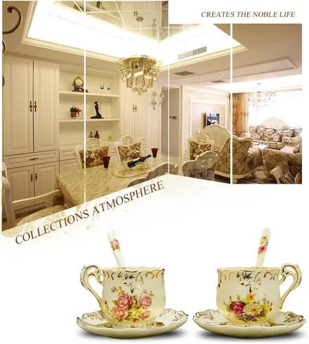 Miniatura 7 de Tazas de té y platillos (flores - 8 onzas), juego de tazas y platillos florales, juego de tazas de té vintage, juegos de té para mujeres, juego